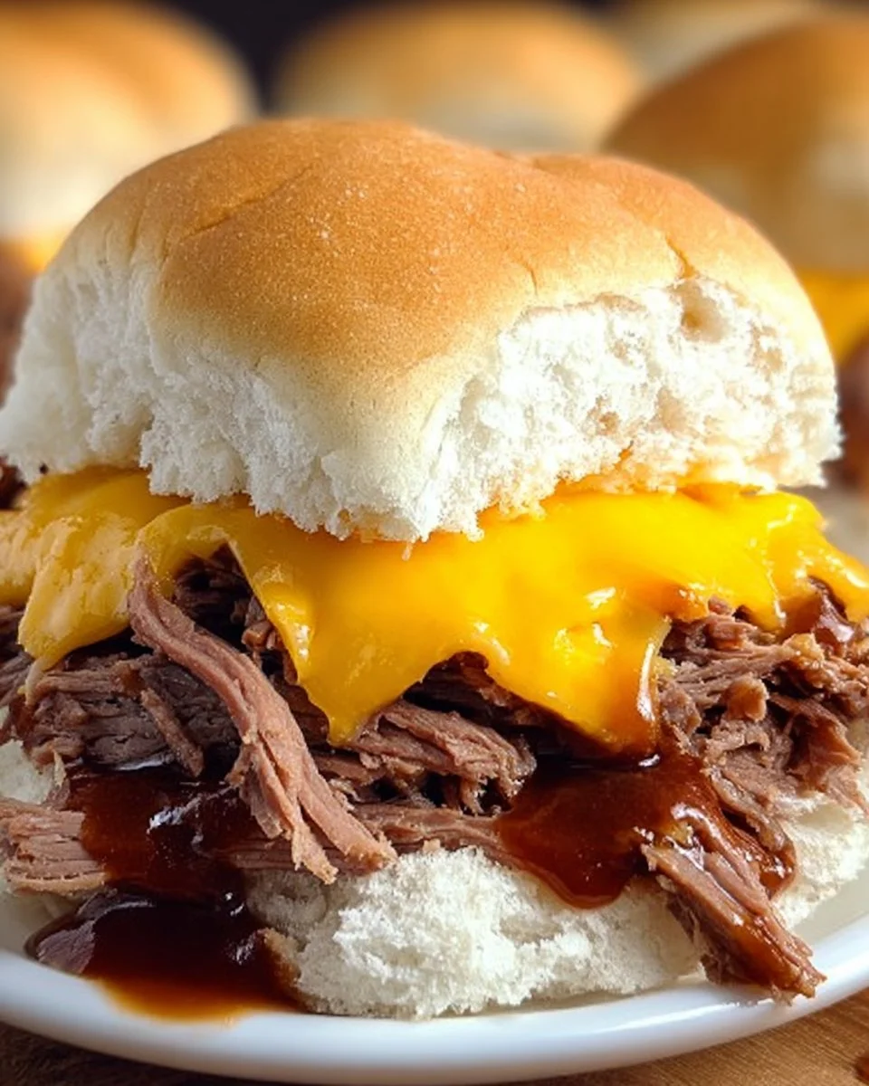 Delicious copycat Arby's Beef Cheddar sandwich with melted cheese