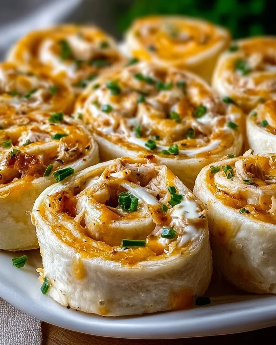 Delicious Crack Chicken Pinwheels served on a platter