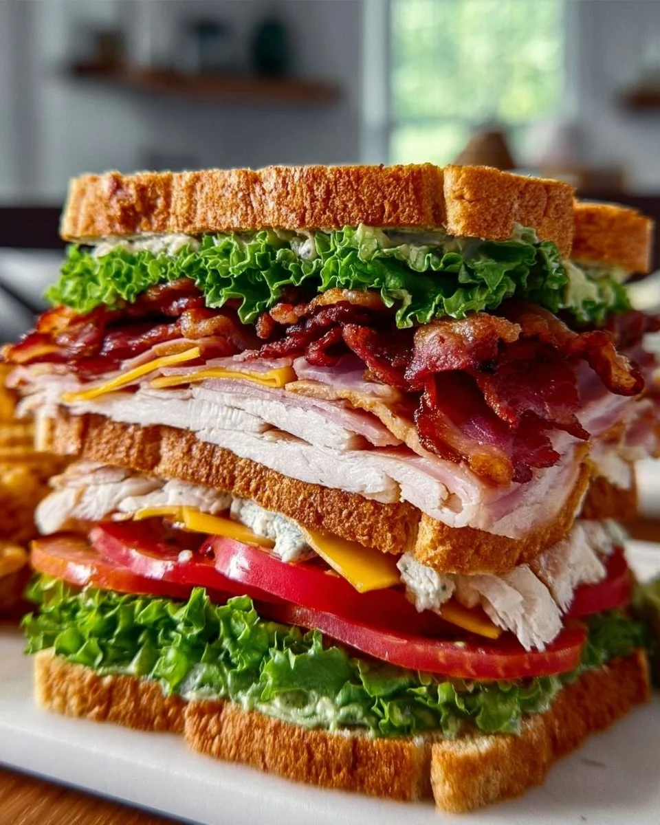 Crispy Ultimate Club Sandwich stacked with layers of fresh ingredients