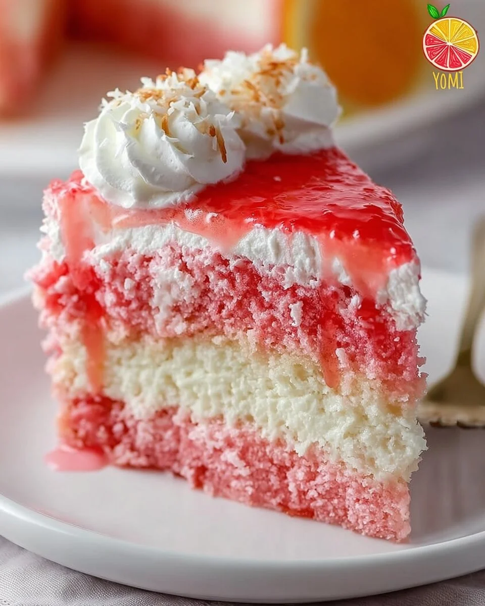 Decadent Hawaiian Guava Cake with tropical guava slices and lush frosting