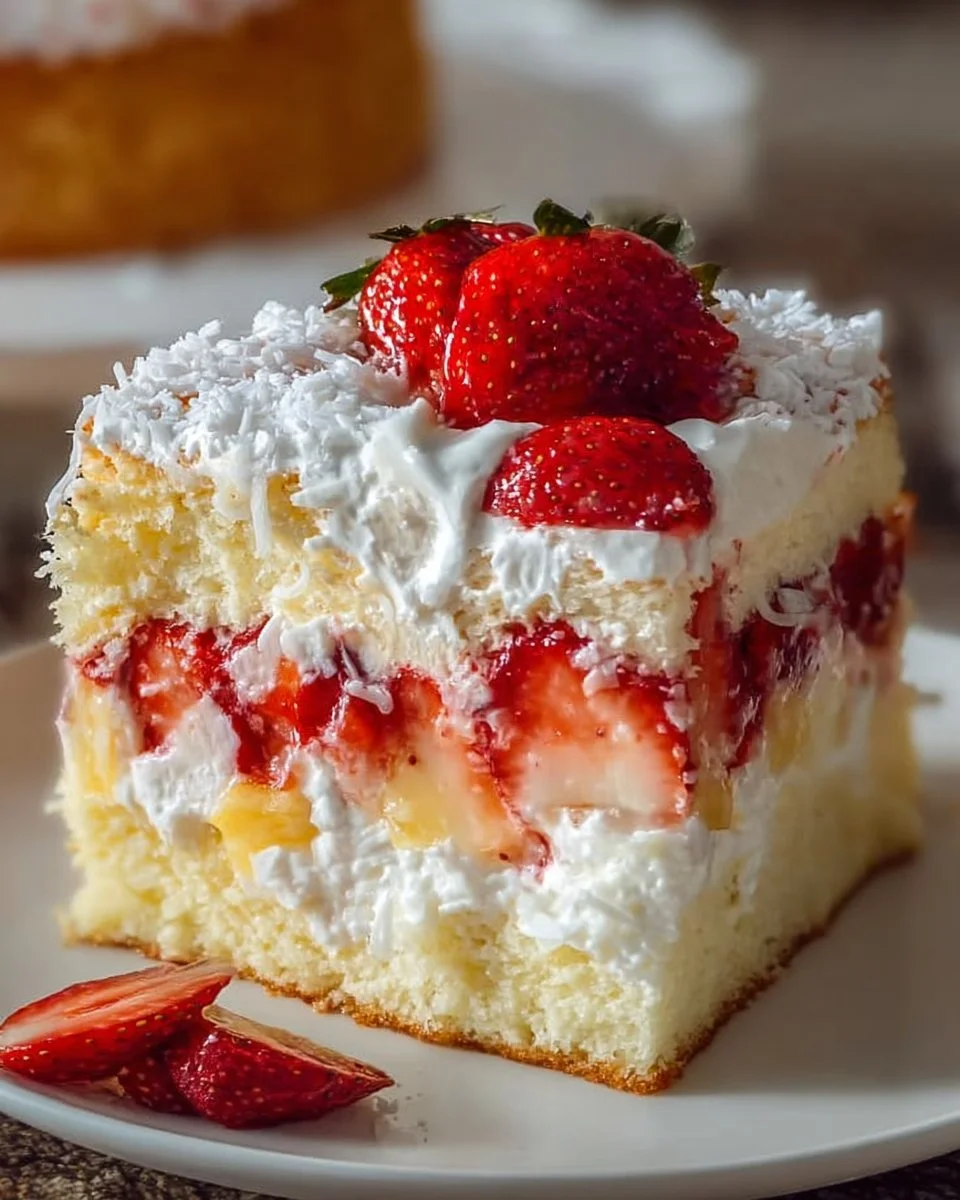 Heaven on Earth Cake with layers of cream and fruit, a delicious dessert treat