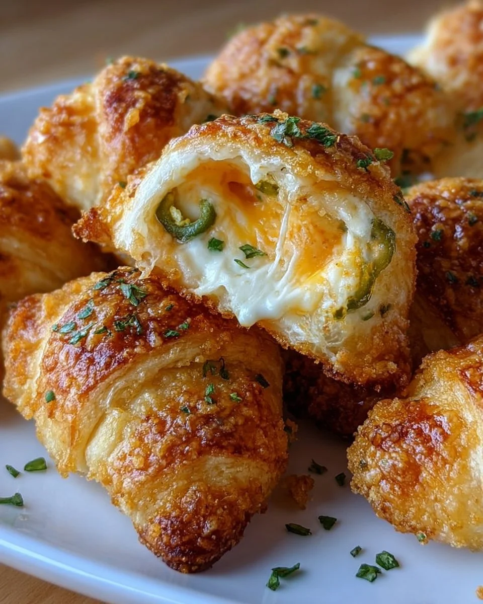 Jalapeño popper cheese-stuffed crescent bites on a serving platter