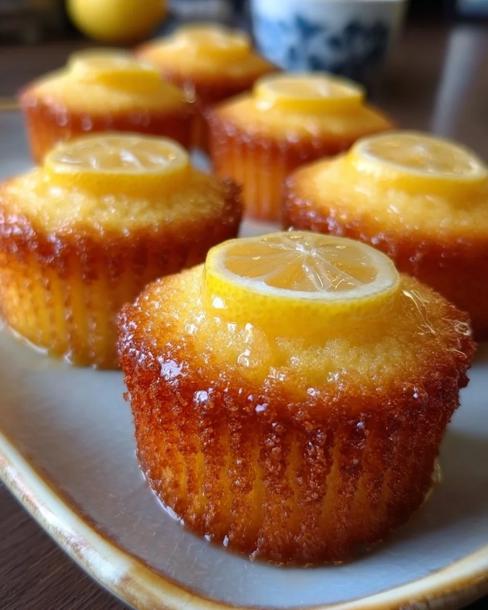 Lemon Curd Mini Cakes displayed on a beautiful dessert plate