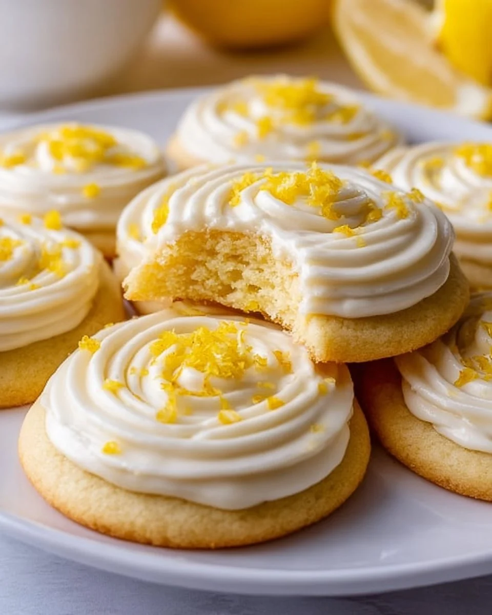 Delicious lemon frosted cookies topped with a sweet lemon icing