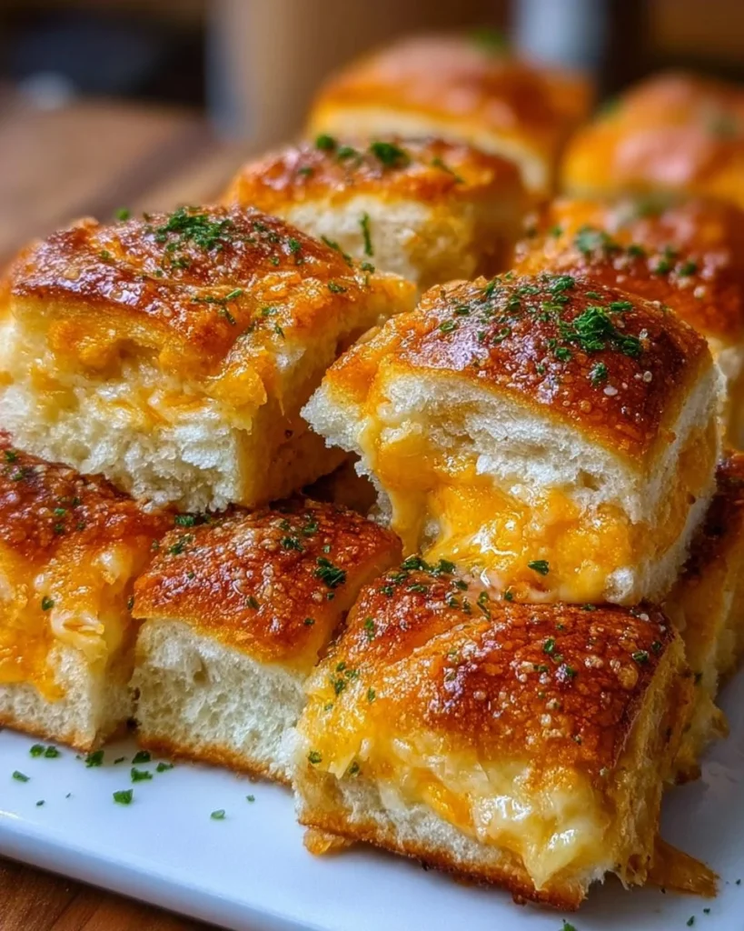 Mini grilled cheese Hawaiian rolls served on a platter