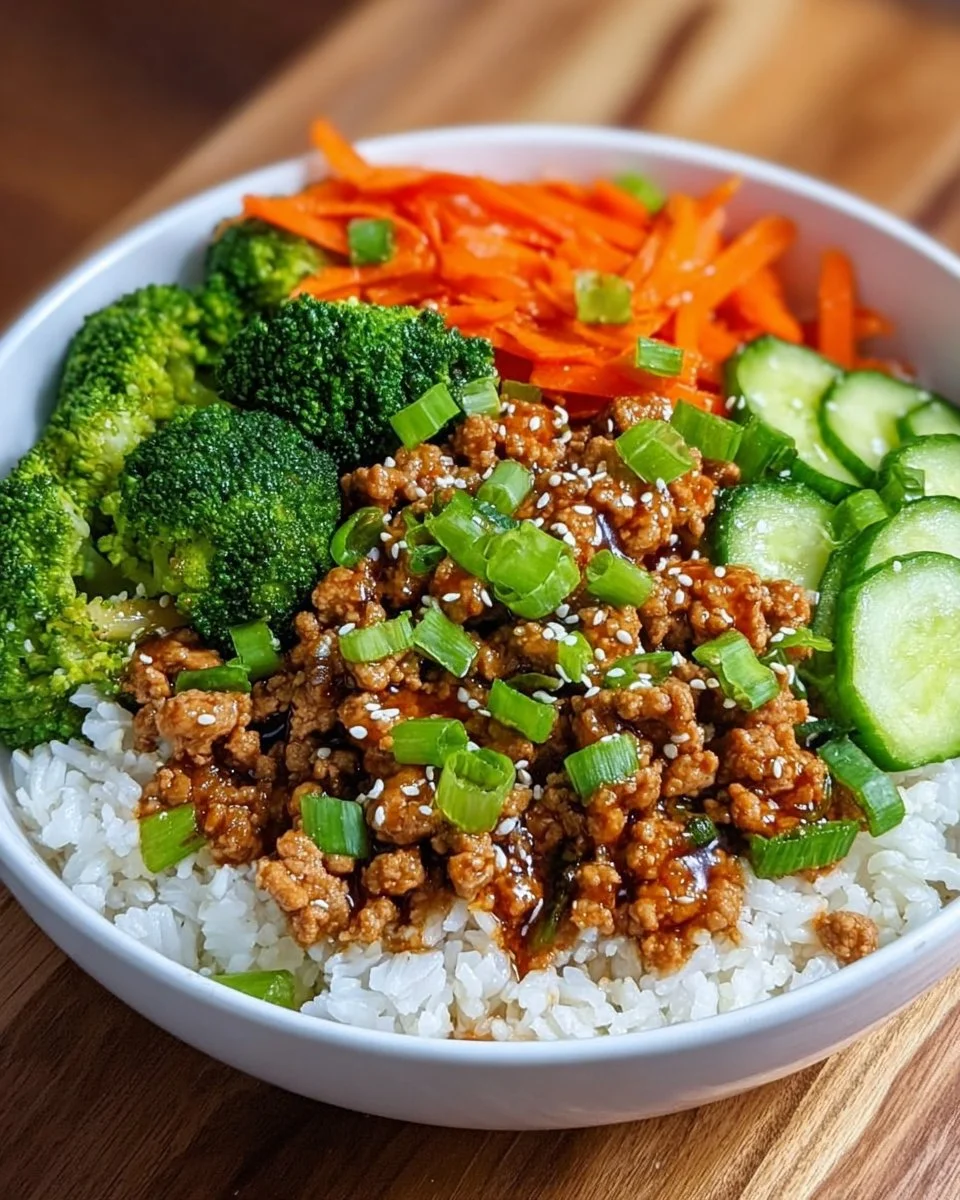 Delicious Teriyaki Ground Turkey Bowl with colorful vegetables
