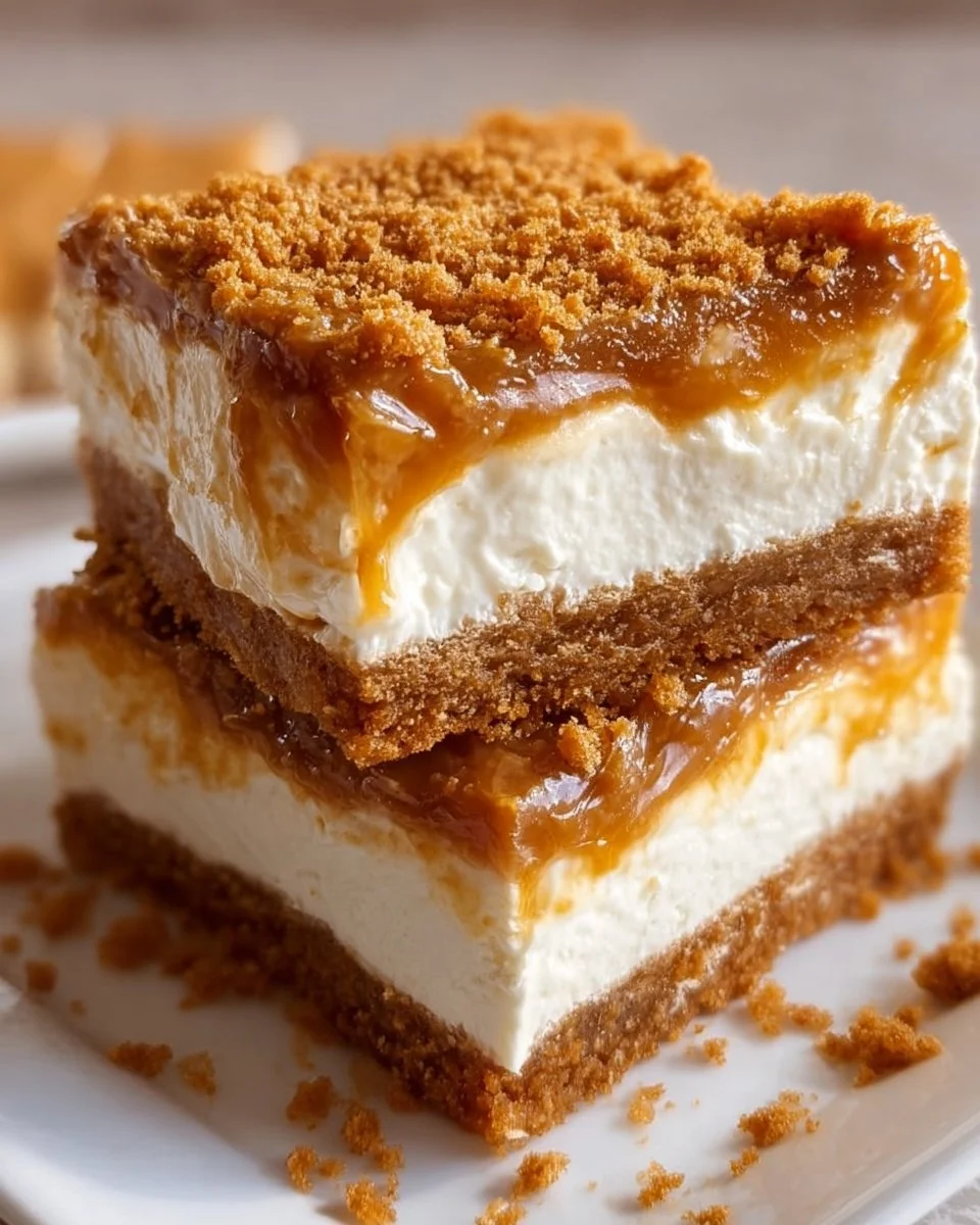 Butterscotch Graham Cracker Cheesecake Bars on a platter