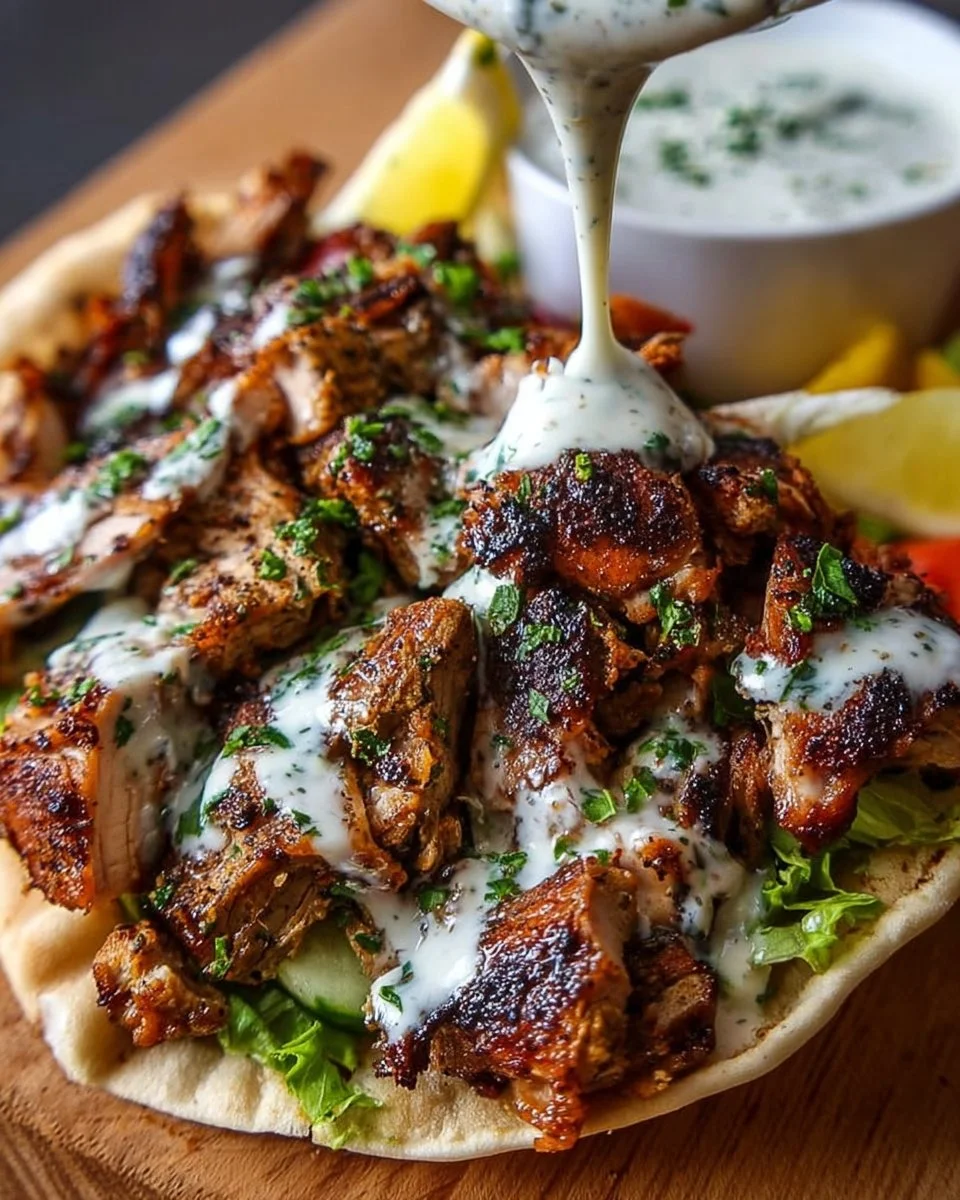 Delicious Chicken Shawarma with Garlic Sauce served on a plate.