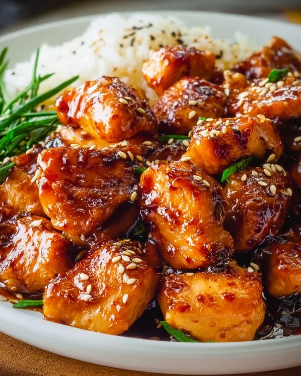 Spicy chili paste chicken garnished with herbs on a plate