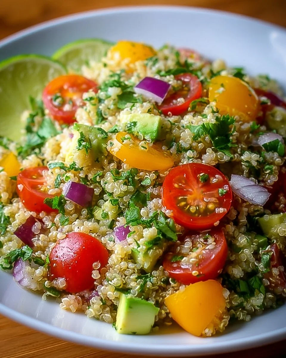Cilantro Lime Quinoa Salad with fresh ingredients and vibrant colors.
