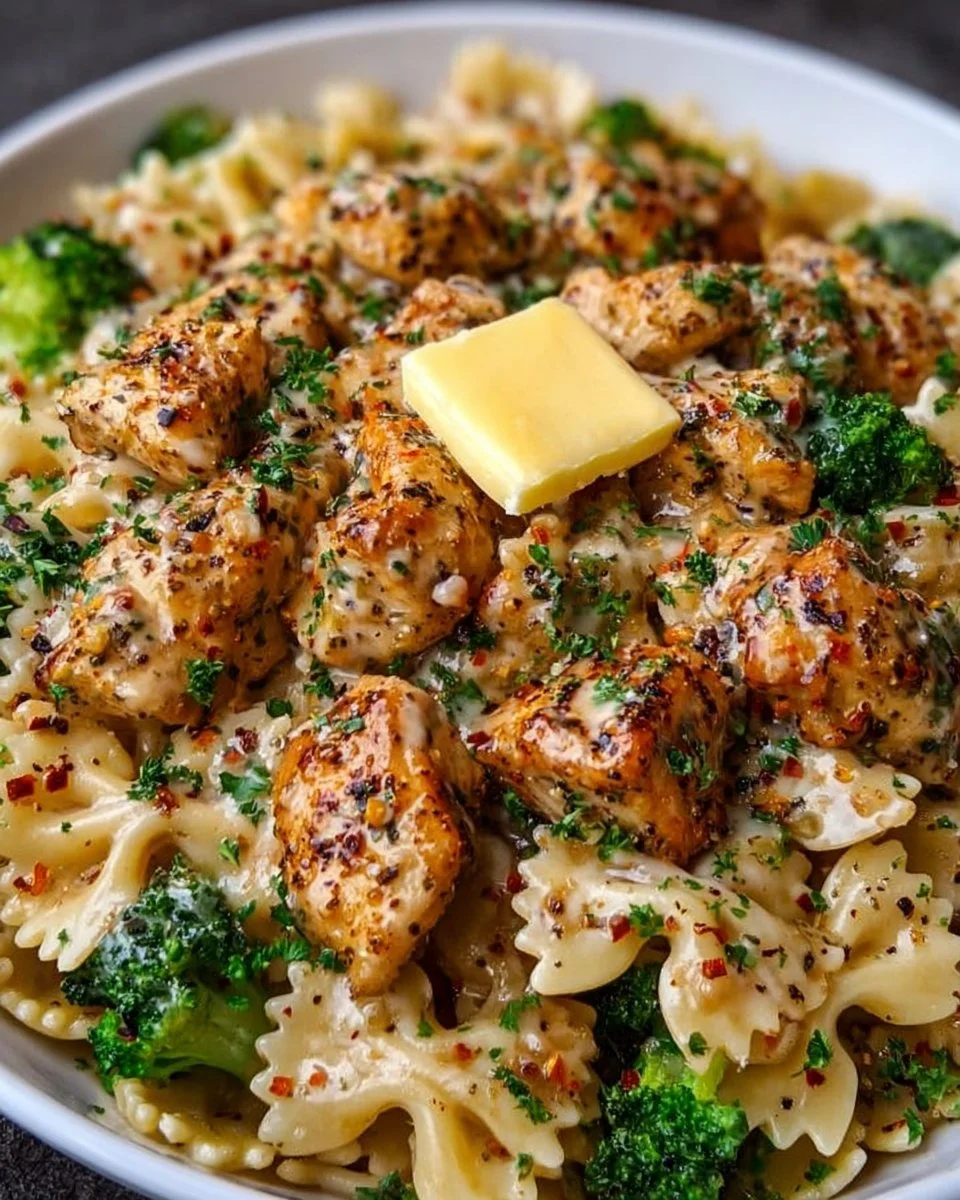 Delicious Cowboy Butter Lemon Bowtie Chicken with Broccoli Bliss recipe