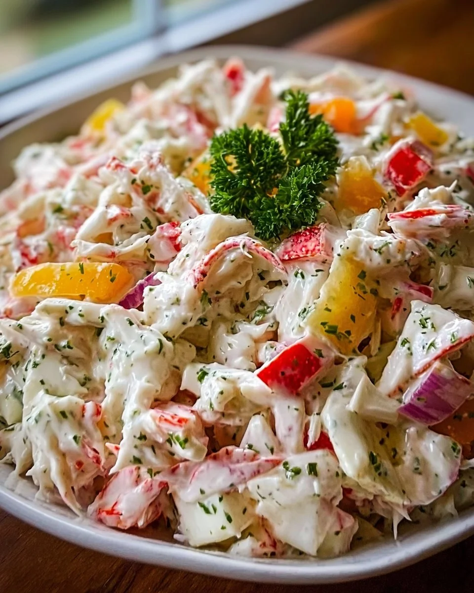 Delicious Crab Salad with fresh ingredients and zesty dressing