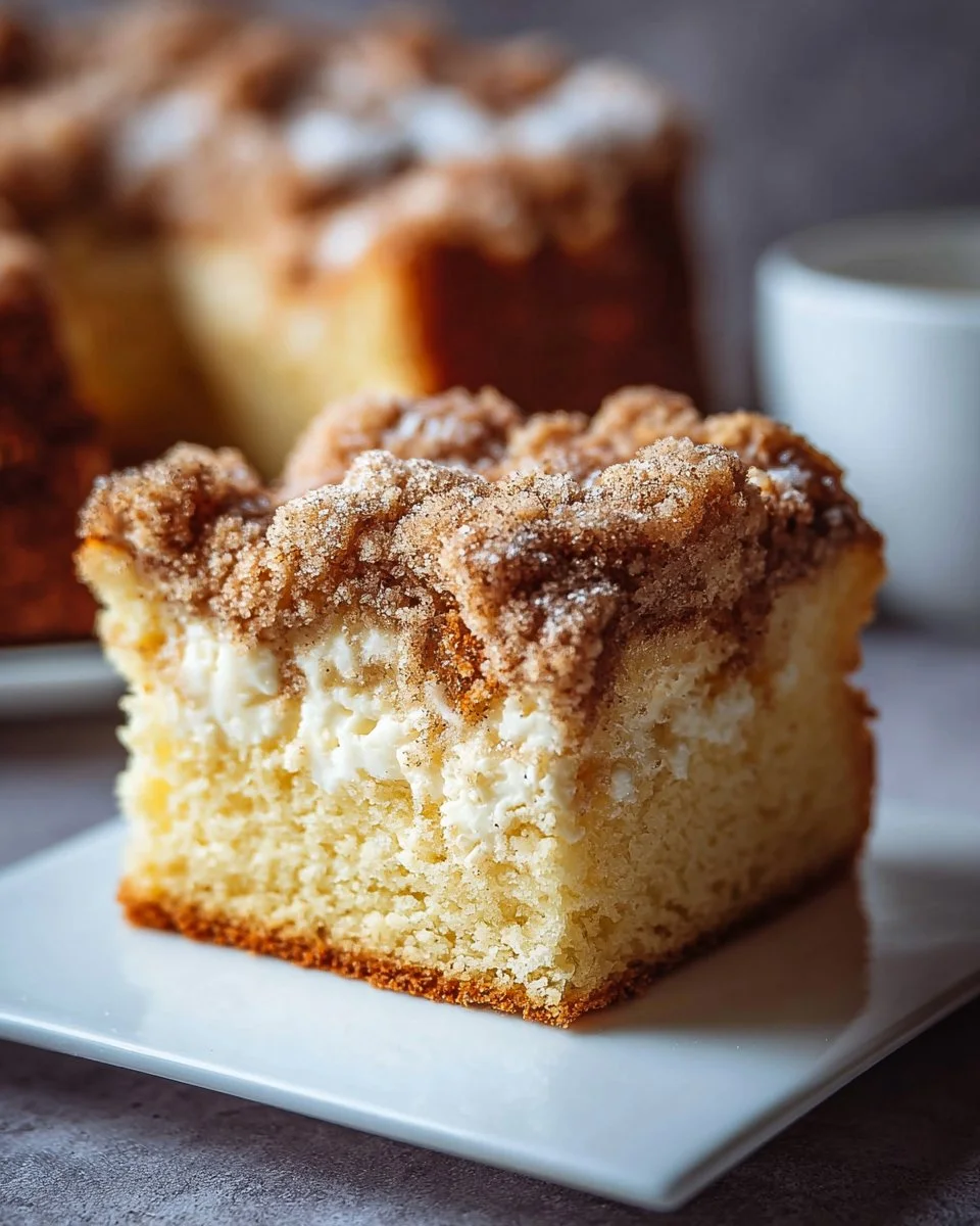 Delicious homemade Crumb Cake with a golden crumb topping
