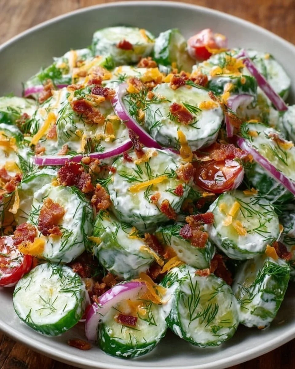 Cucumber Ranch Crack Salad with fresh cucumbers and creamy ranch dressing