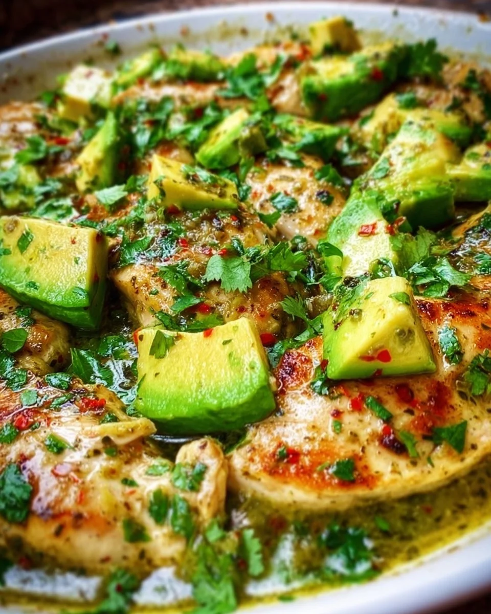 Delicious Green Sauce Chicken Skillet served with fresh herbs