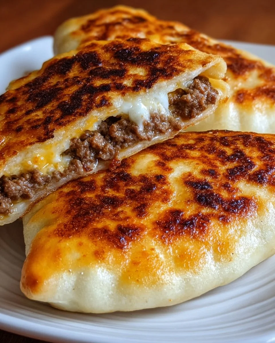 Homemade sourdough runzas filled with savory beef and vegetables