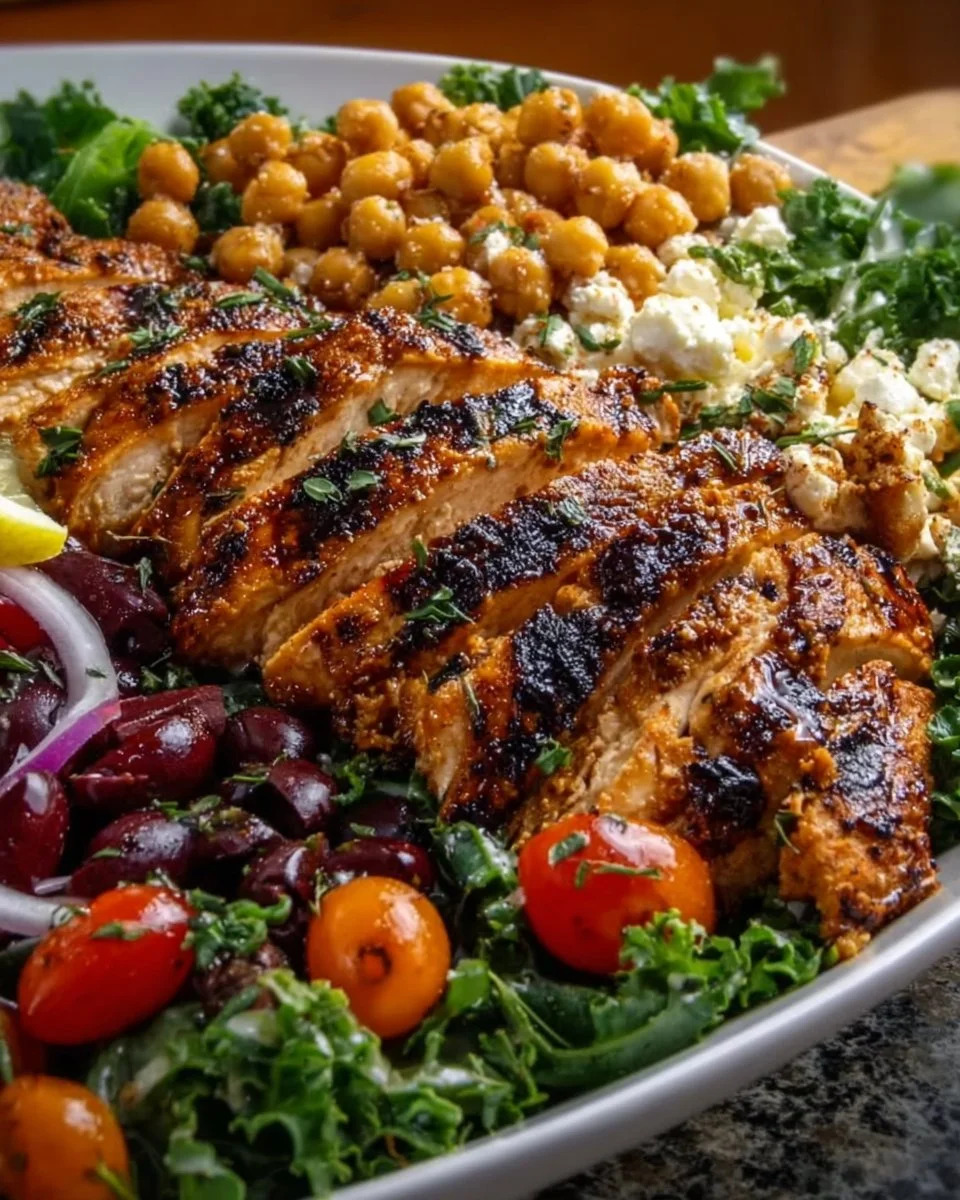 Colorful Mediterranean chicken bowls for healthy meal prep