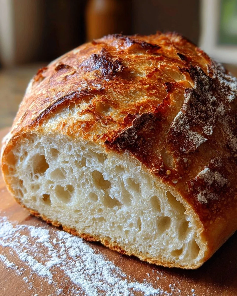 Delicious one-day sourdough bread fresh out of the oven.