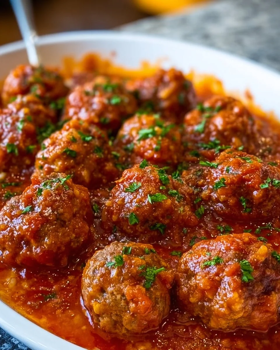 Delicious Porcupine Meatballs served with a side of sauce and herbs.