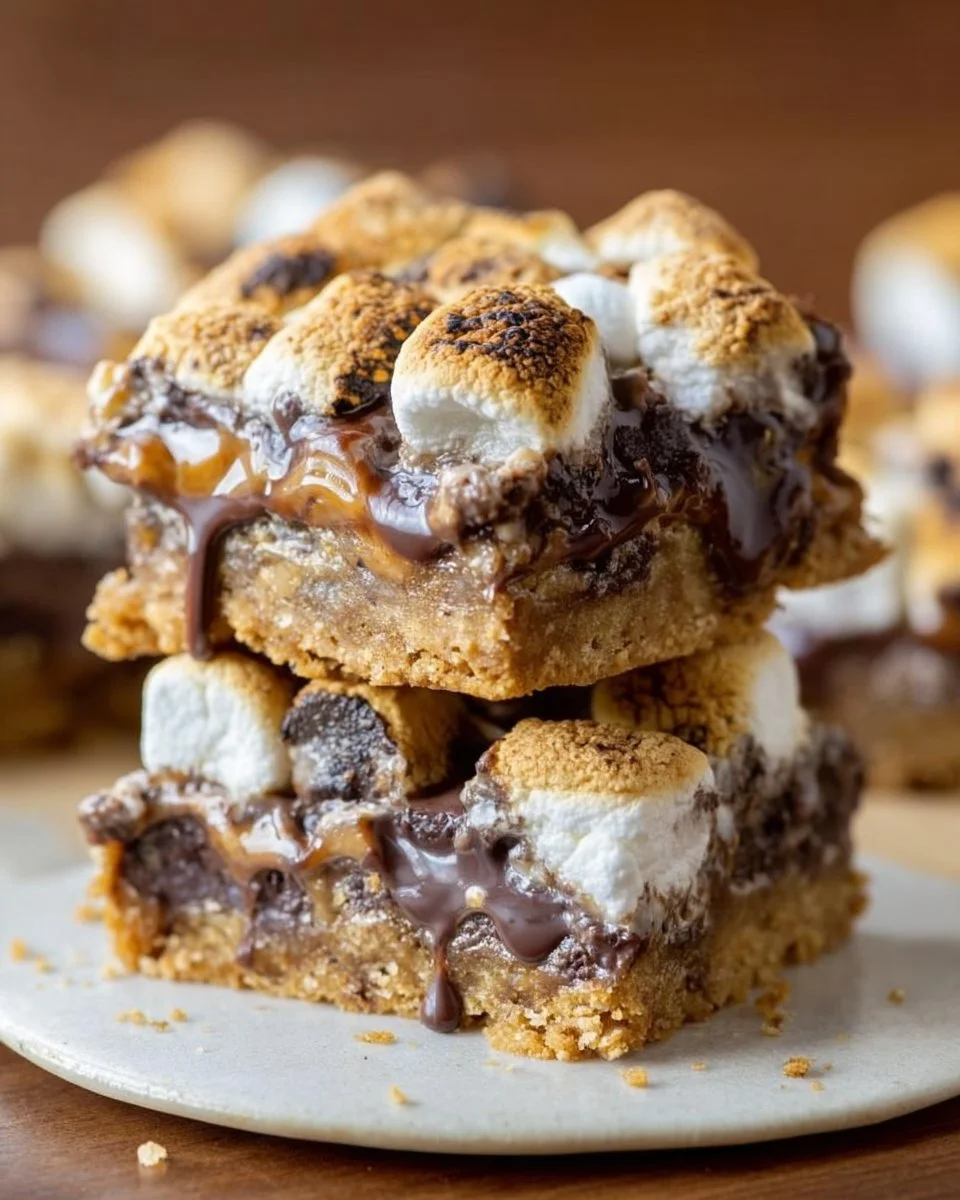 Delicious S'mores Bars made with chocolate, marshmallows, and graham crackers