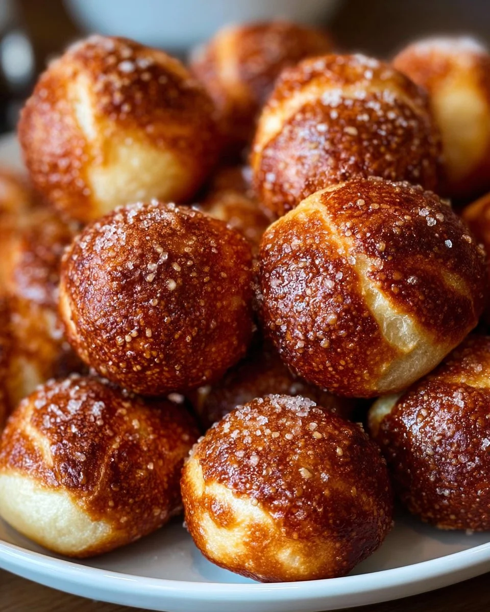 Soft and chewy sourdough pretzel bites made with sourdough discard