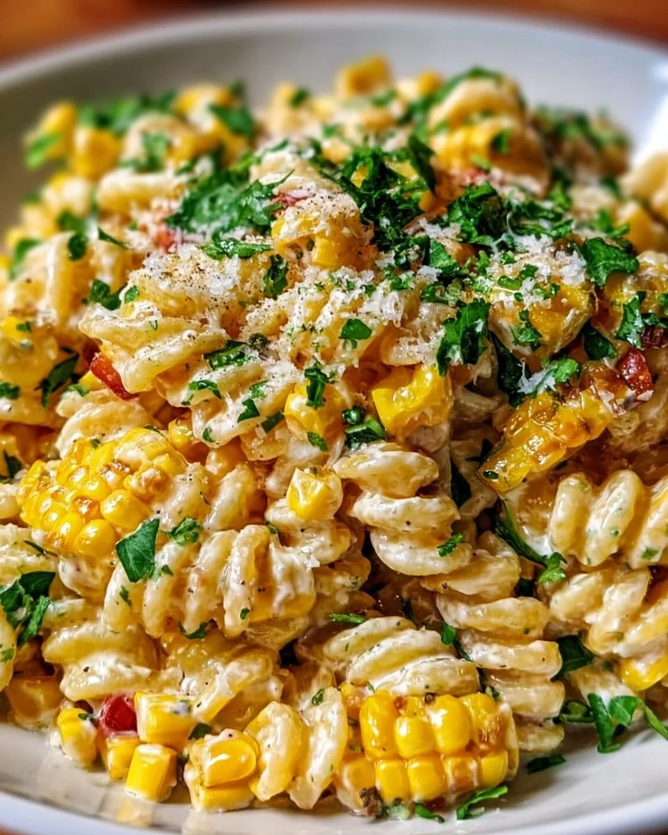 Delicious Street Corn Pasta Salad with vibrant ingredients and flavors