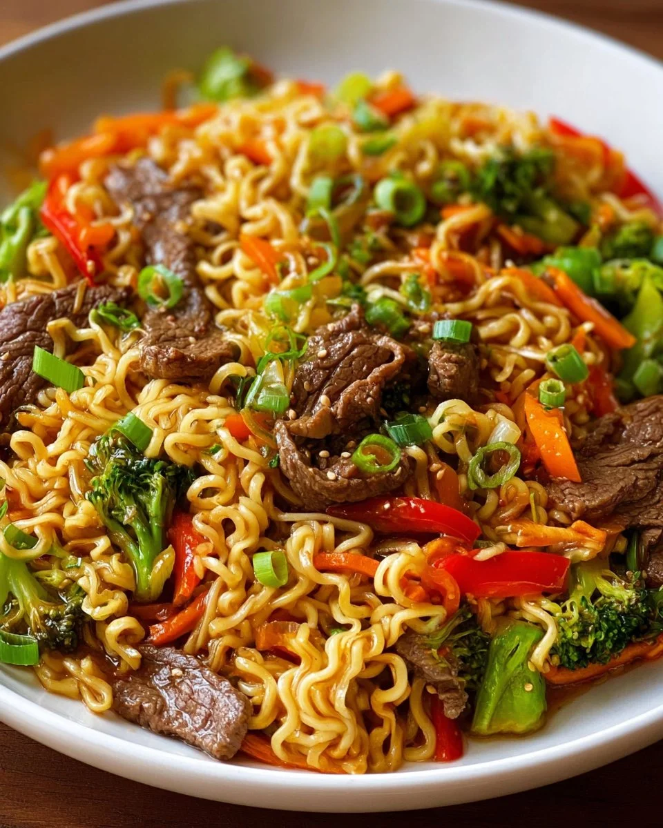 Delicious beef ramen noodles served in a rich broth with toppings