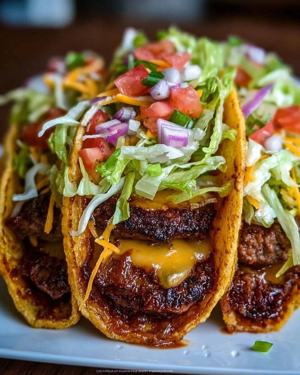 Delicious smash burger tacos cooked on a Blackstone griddle
