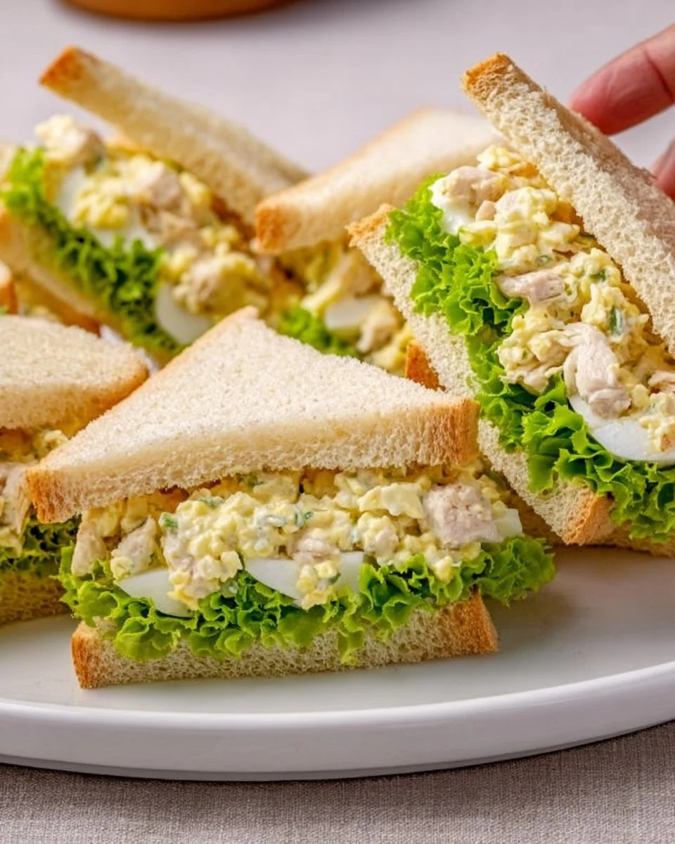 Delicious Classic Creamy Chicken Egg Sandwich with fresh ingredients