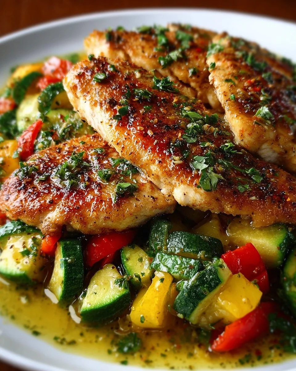 Comforting fresh chicken dish served with herbs and sides