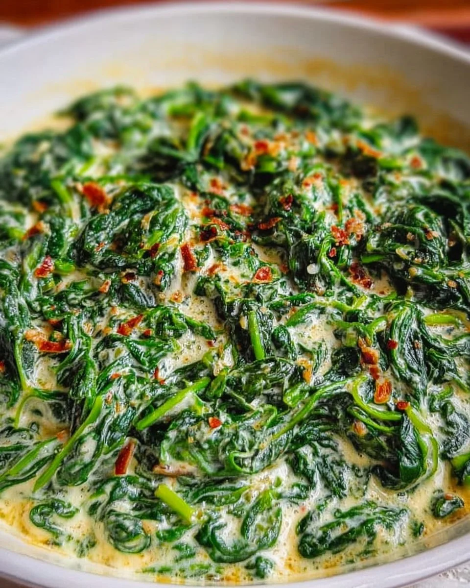 Delicious creamed spinach dish served in a bowl