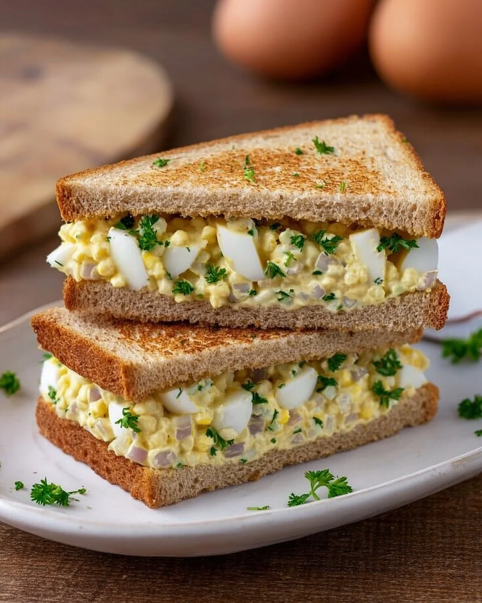 Delicious Egg Mayo Sandwich with creamy filling on artisan bread