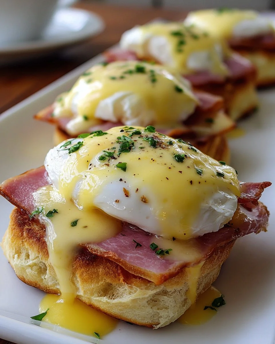 Delicious homemade Eggs Benedict Breakfast Rolls ready to serve.