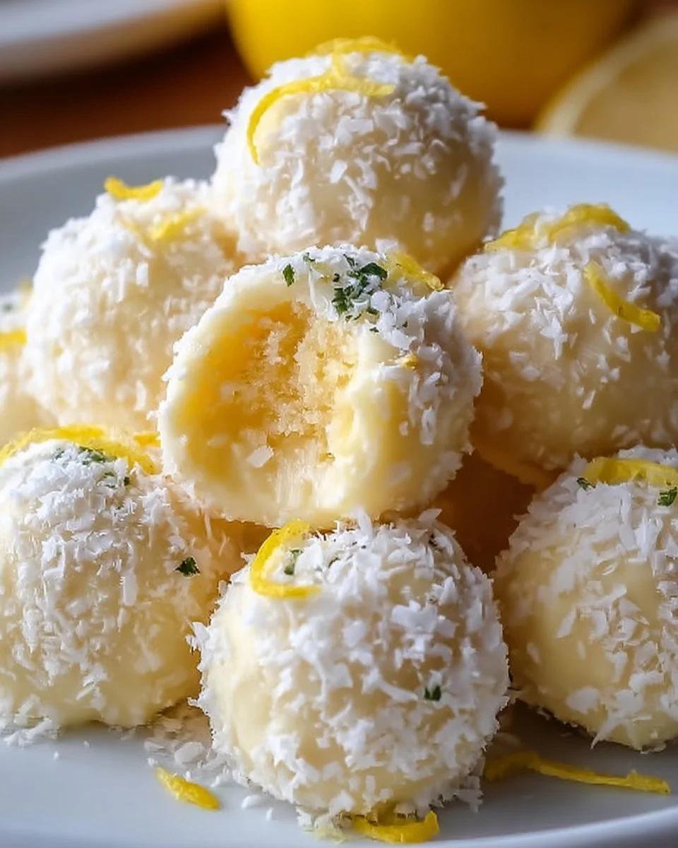 Delicious homemade lemon truffles garnished with lemon zest.