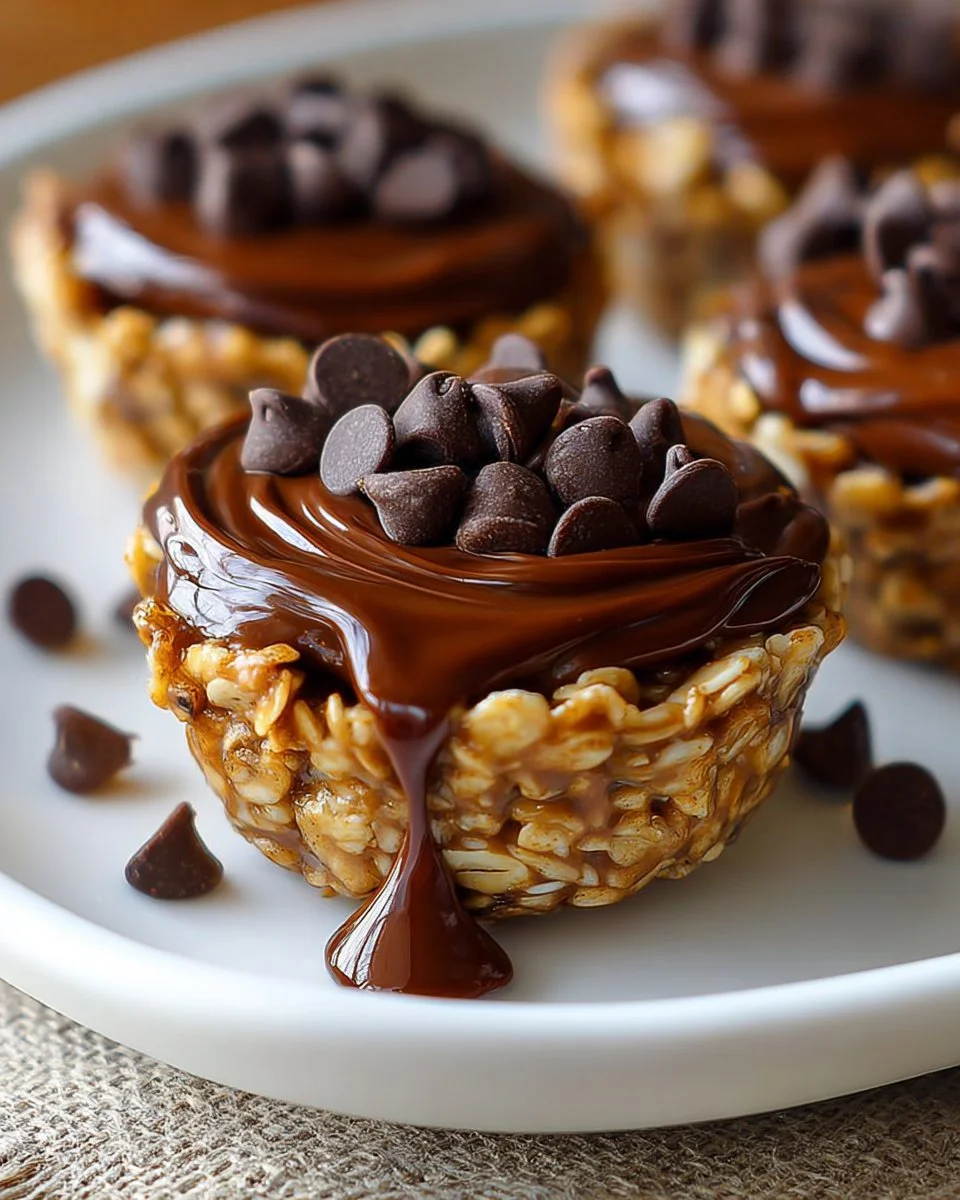 No Bake Peanut Butter Granola Cups with oats and chocolate chips