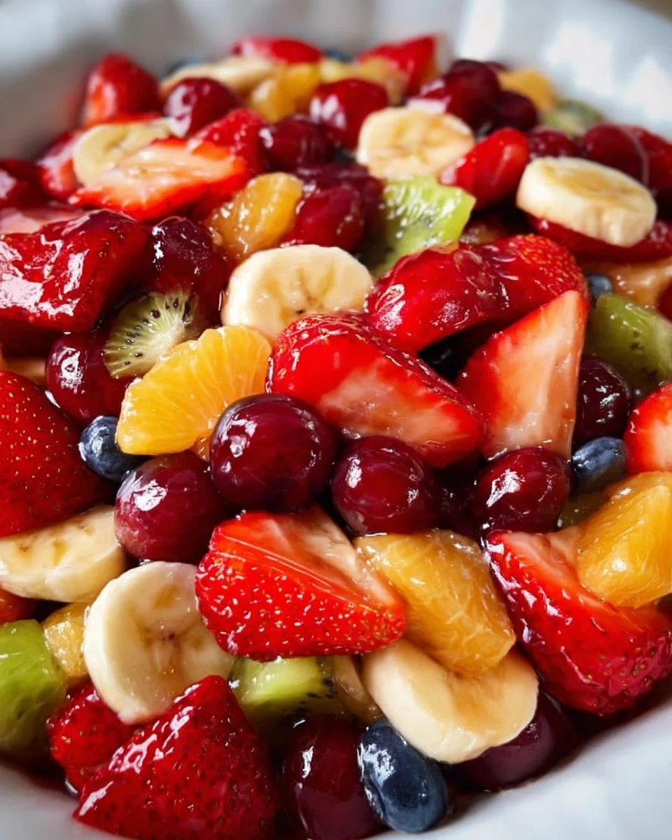 Bowl of old-fashioned fruit salad with assorted fresh fruits