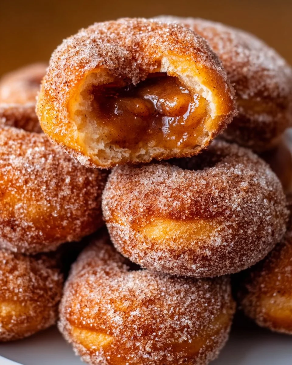 Delicious apple pie doughnuts with cinnamon sugar topping