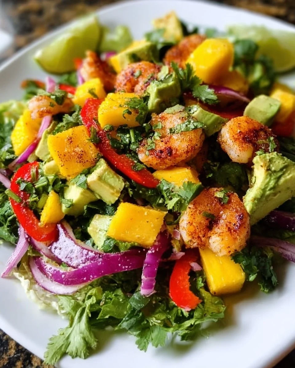 Colorful Caribbean Summer Salad with fresh fruits and vegetables