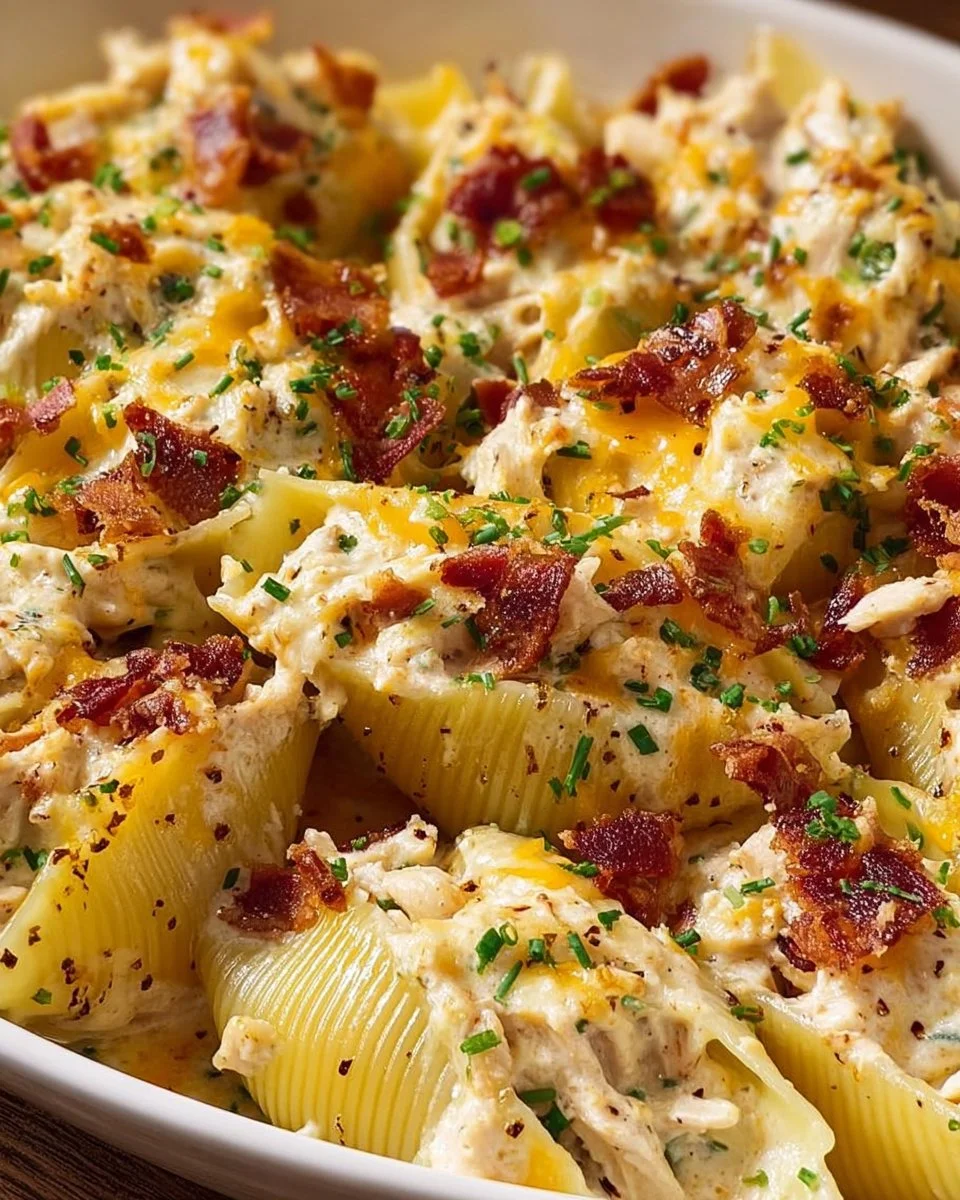 Creamy Crack Chicken Stuffed Shells served on a plate