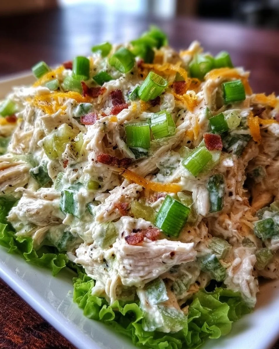Creamy jalapeno chicken salad served in a bowl with fresh ingredients
