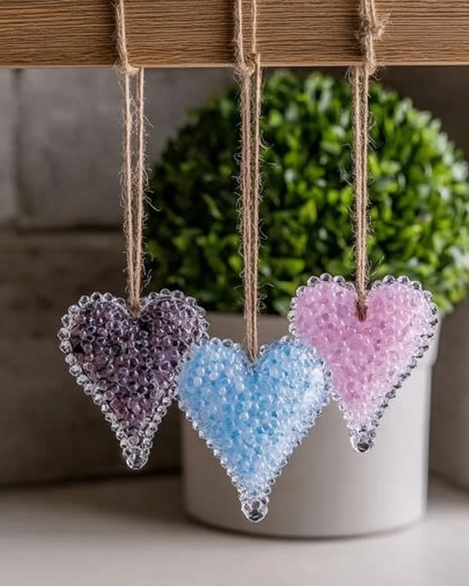 Colorful DIY borax crystals displayed on a white background.