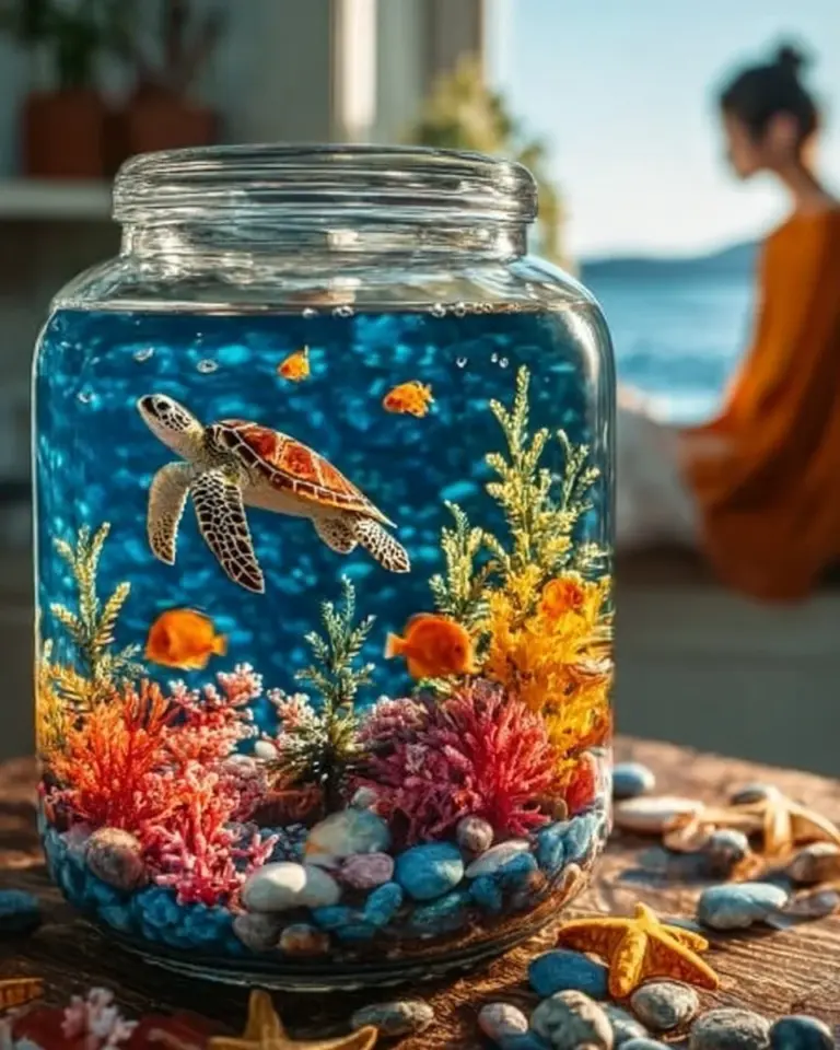 DIY under the sea snow globe with ocean-themed decorations