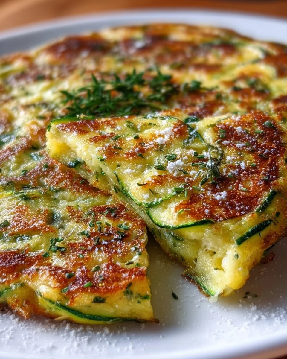 Slice of homemade Italian Zucchini Cake with green zucchini and frosting