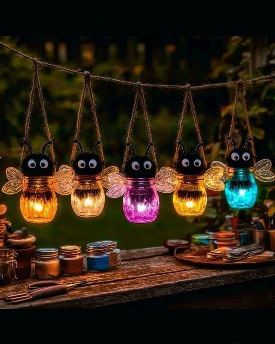 Firefly Jar Lantern glowing beautifully as a charming decor piece