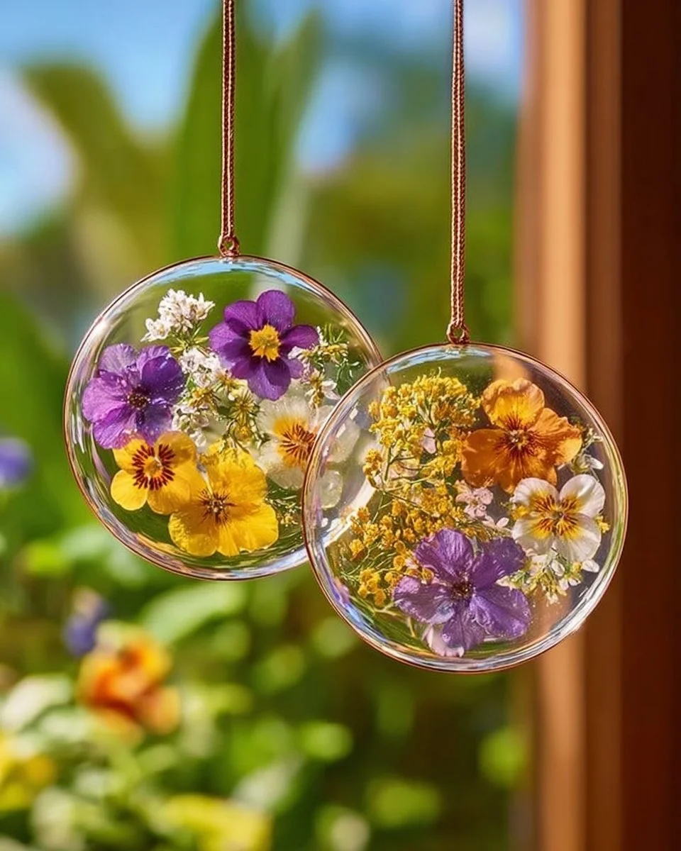 Clear Glue Flower Suncatchers