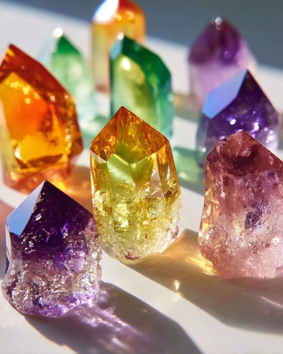 A stunning collection of colorful crystals showcasing their unique shapes and hues.