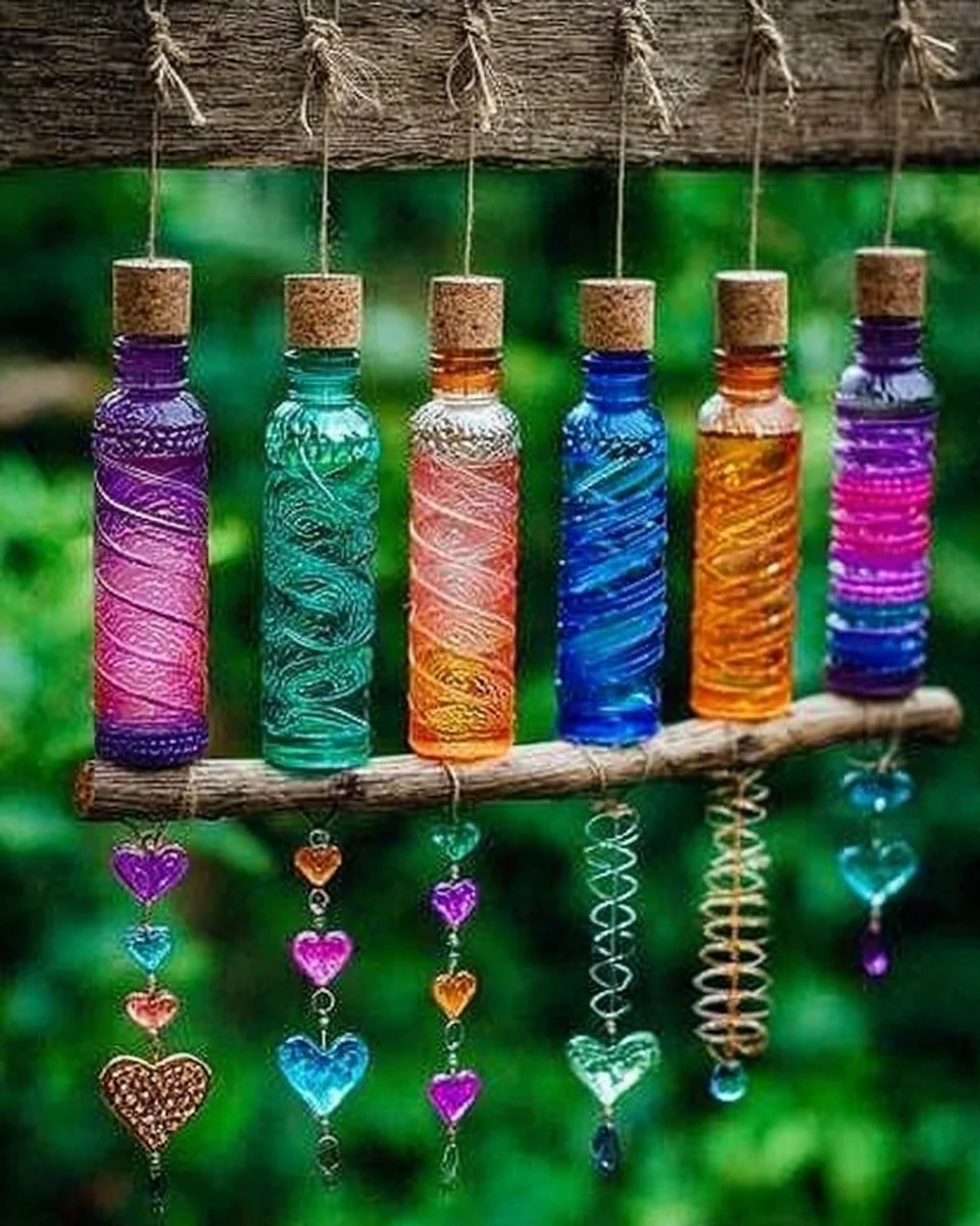 Colorful DIY plastic bottle spiral wind spinner for garden decoration