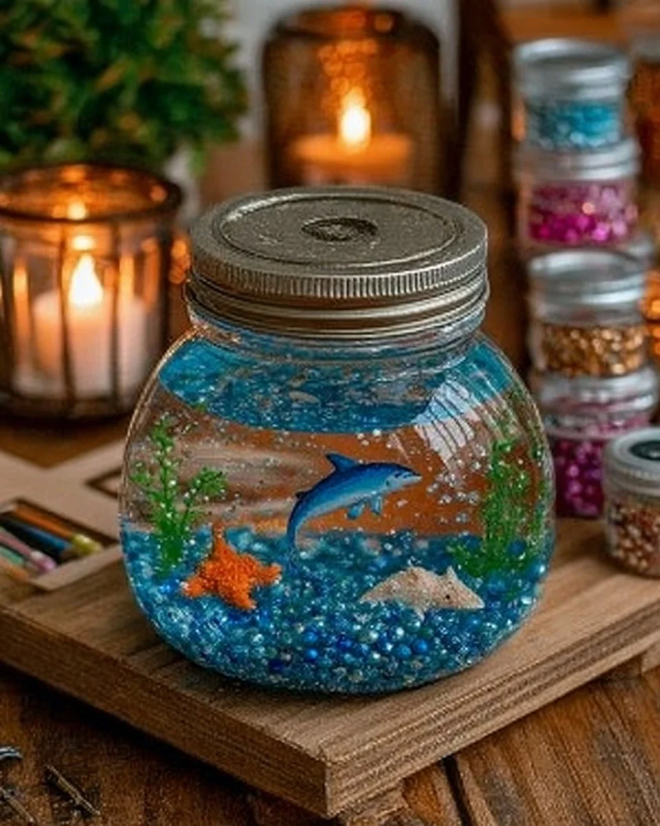 Ocean glitter sensory jar for creative relaxation and sensory exploration