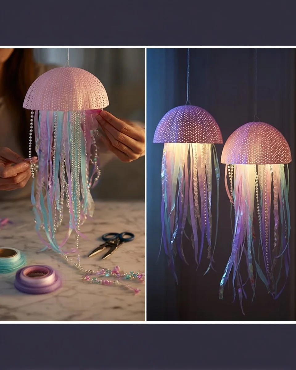 DIY pastel jellyfish lights for an enchanting underwater ambiance.