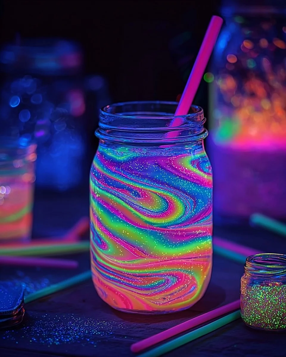 Glow stick mason jar glowing decor for parties and celebrations